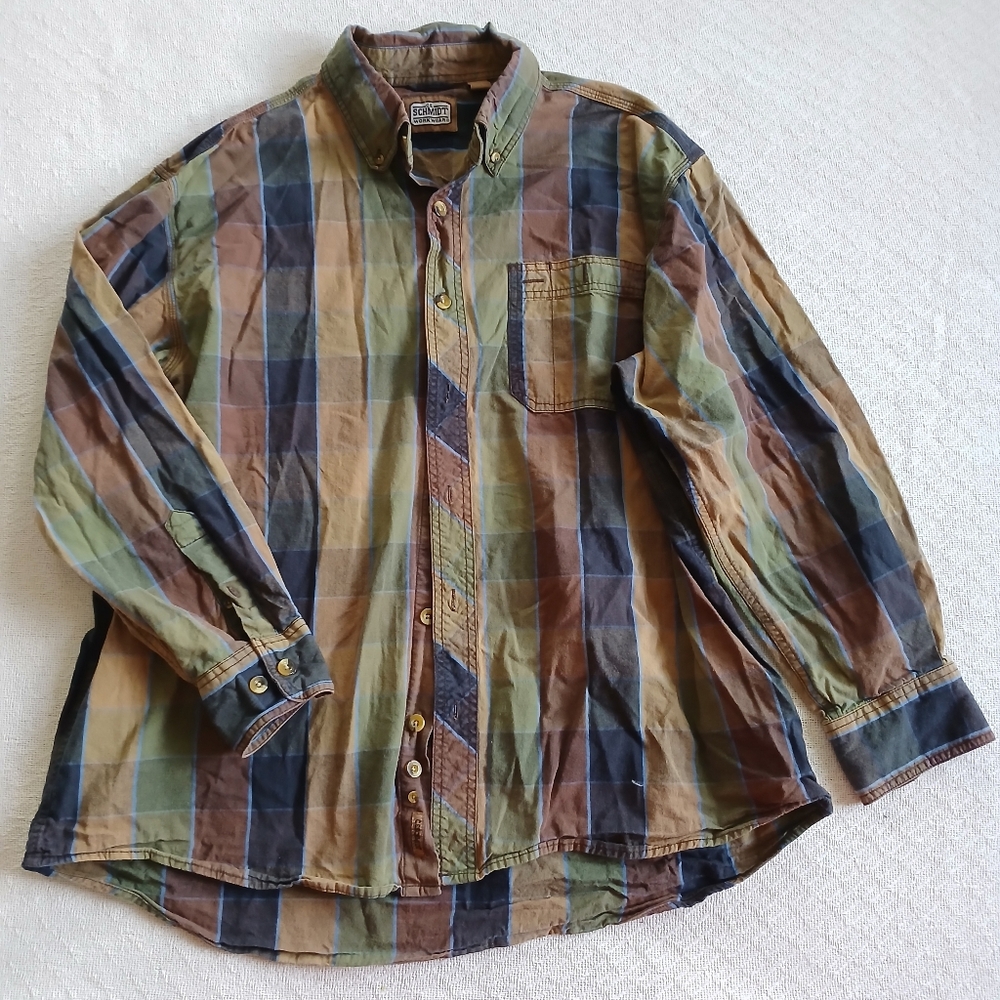 c.e schmidt ♡ workwear plaid button down shirt mens xl rugged gorpcore cabin